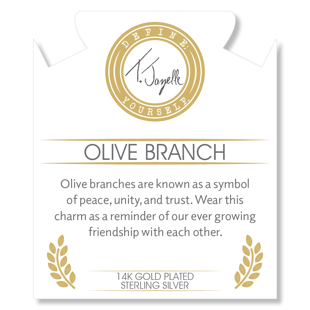 Gold Charm Collection - Multi Amazonite Gemstone Bracelet with Olive Branch Gold Charm