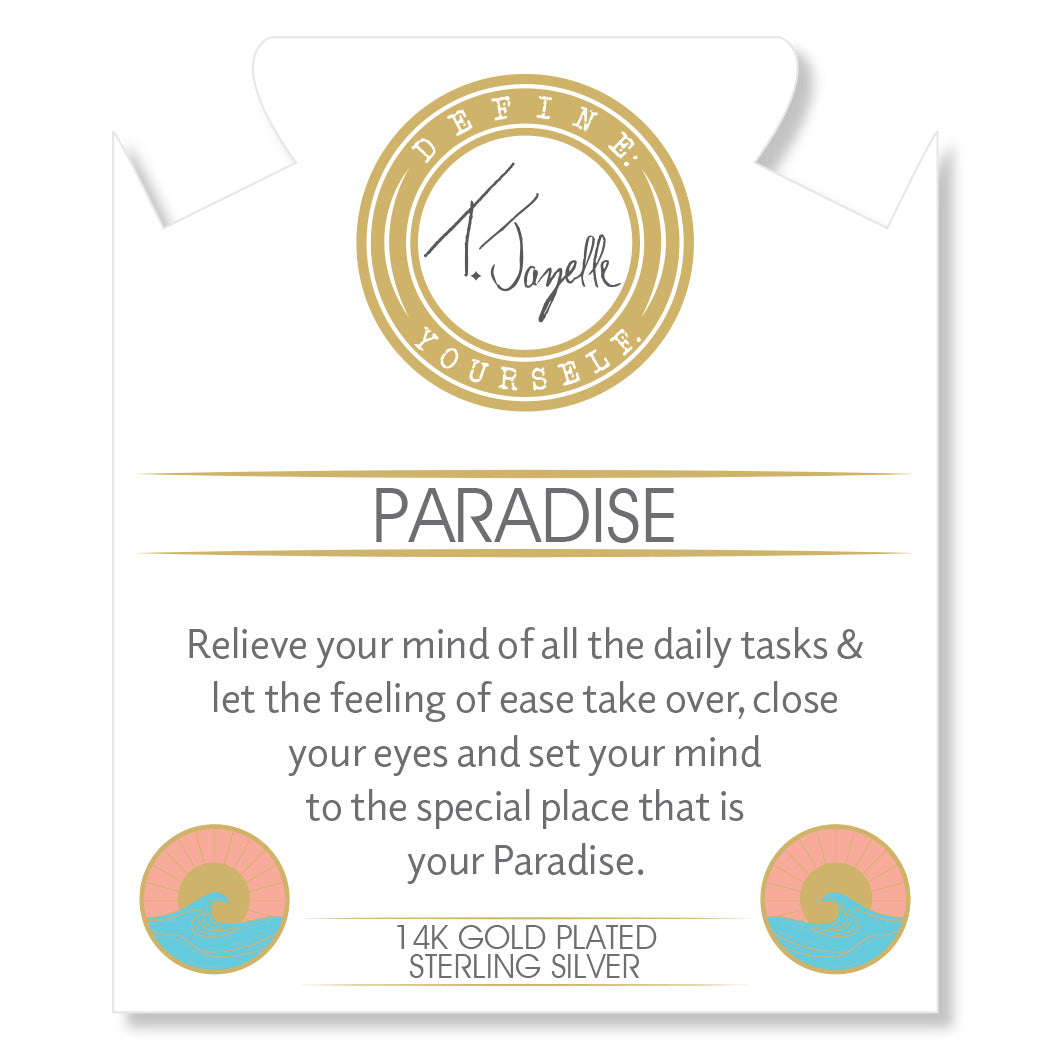 Gold Charm Collection - Multi Amazonite Gemstone Bracelet with Paradise Enamel Gold Charm