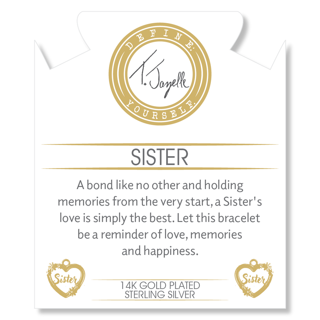 Gold Charm Collection - Multi Amazonite Gemstone Bracelet with Sister Heart Gold Charm