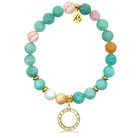 Gold Charm Collection - Multi Amazonite Gemstone Bracelet with Timeless Gold Charm