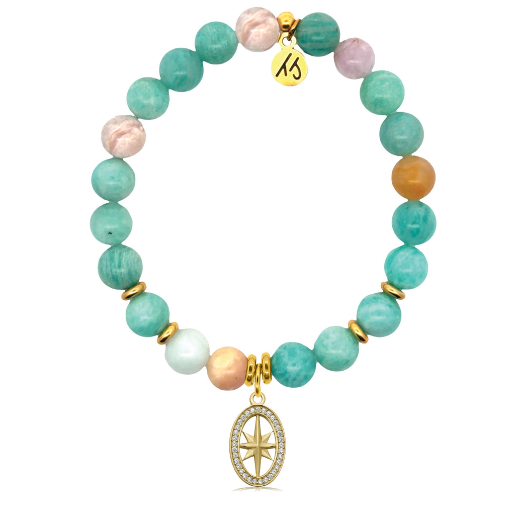 Gold Charm Collection - Multi Amazonite Gemstone Bracelet with Unstoppable Gold Charm