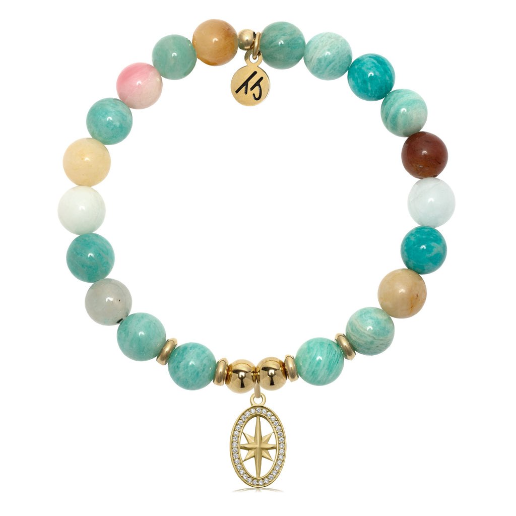 Gold Charm Collection - Multi Amazonite Gemstone Bracelet with Unstoppable Gold Charm