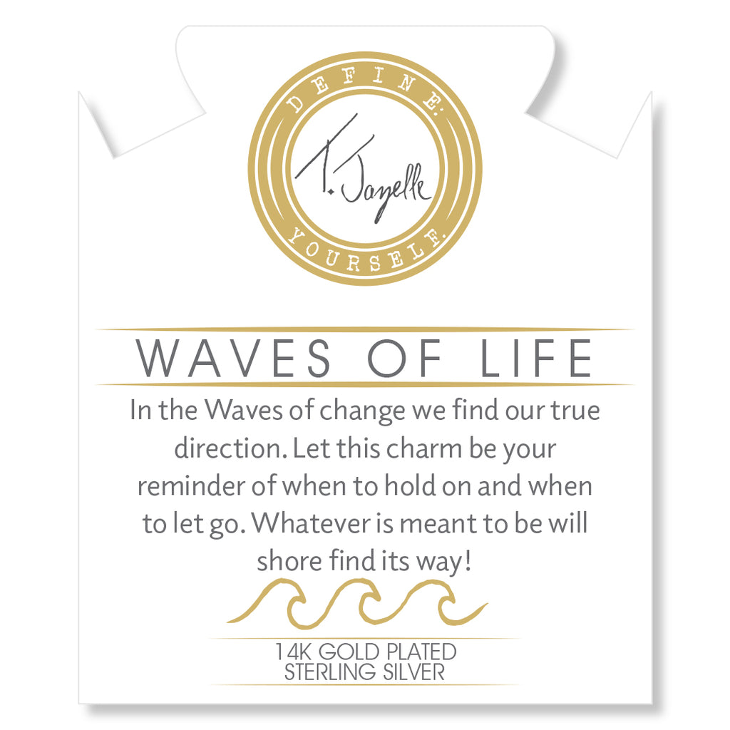 Gold Charm Collection - Multi Amazonite Gemstone Bracelet with Waves of Life Gold Charm