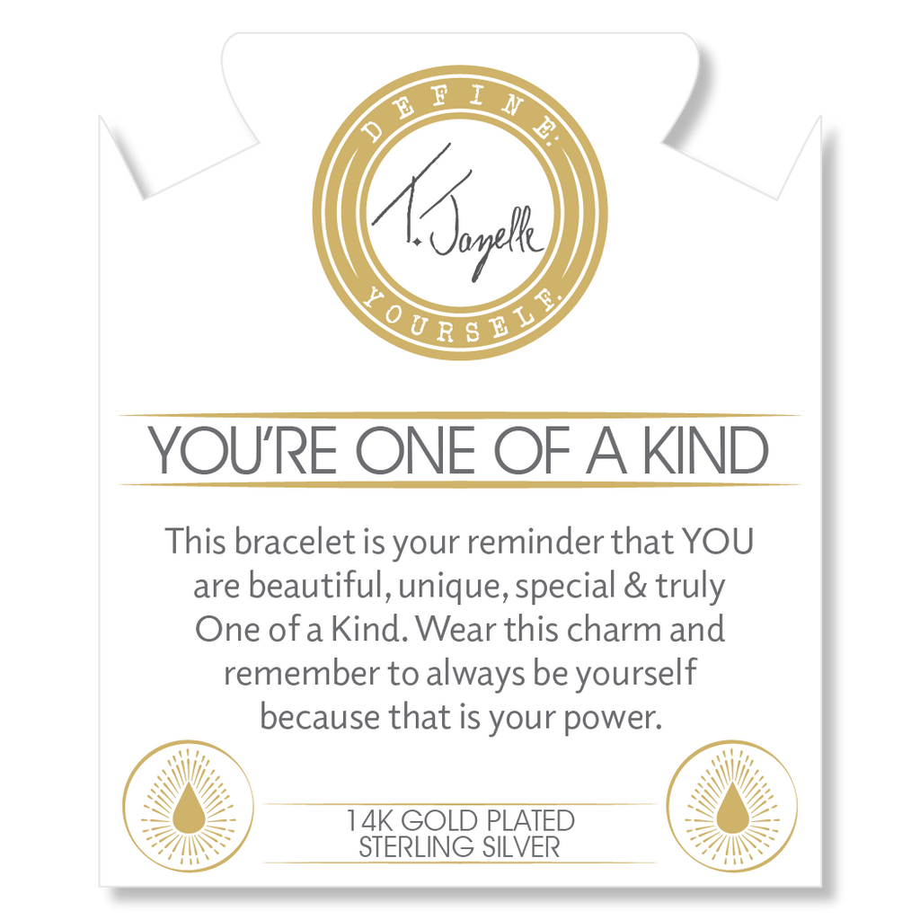 Gold Charm Collection - Multi Amazonite Gemstone Bracelet with You're One Of A Kind Gold Charm