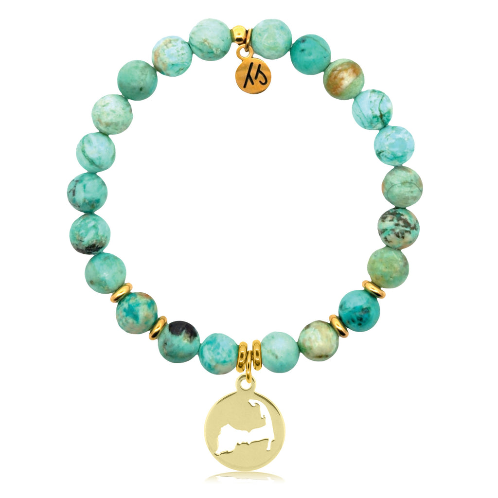 Gold Charm Collection - Peruvian Turquoise Gemstone Bracelet with Cape Cod Gold Charm
