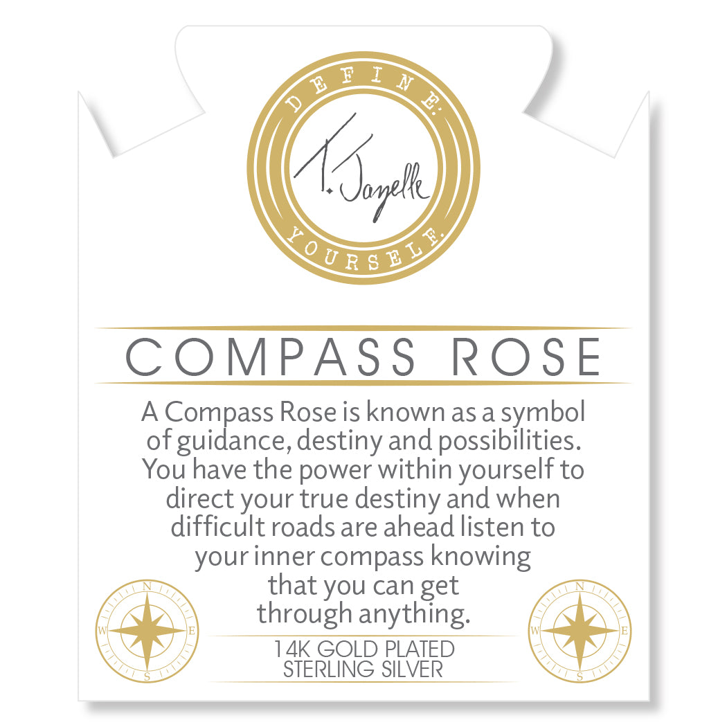 Gold Charm Collection - Peruvian Turquoise Gemstone Bracelet with Compass Rose Gold Charm