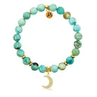 Gold Charm Collection - Peruvian Turquoise Gemstone Bracelet with Friendship Stars Gold Charm