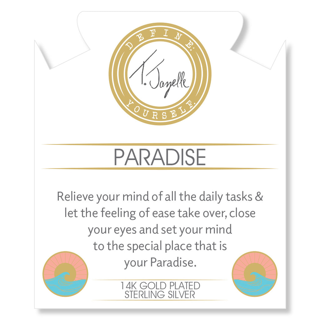 Gold Charm Collection - Peruvian Turquoise Gemstone Bracelet with Paradise Enamel Gold Charm