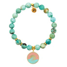 Gold Charm Collection - Peruvian Turquoise Gemstone Bracelet with Paradise Enamel Gold Charm