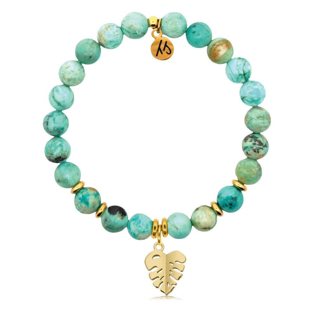 Gold Charm Collection - Peruvian Turquoise Gemstone Bracelet with Paradise Gold Charm