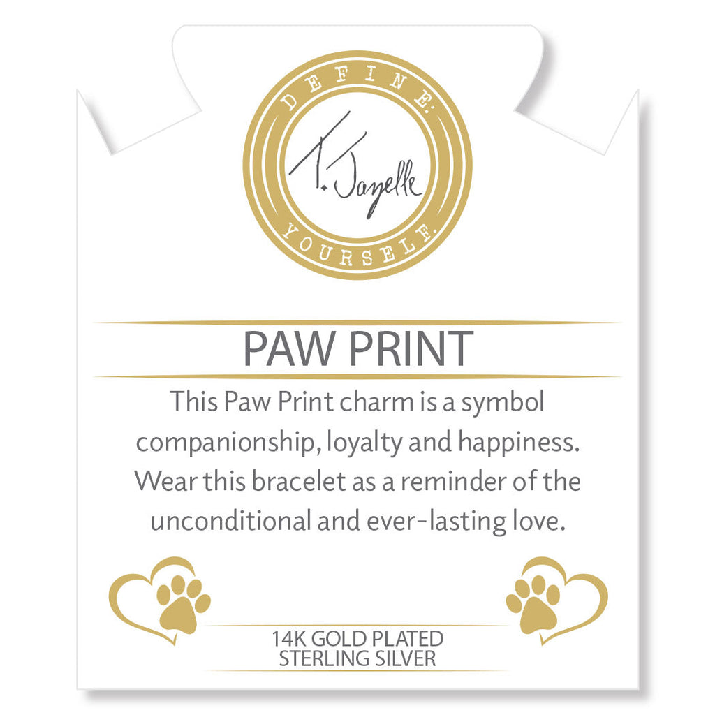 Gold Charm Collection - Peruvian Turquoise Gemstone Bracelet with Paw Print Gold Charm
