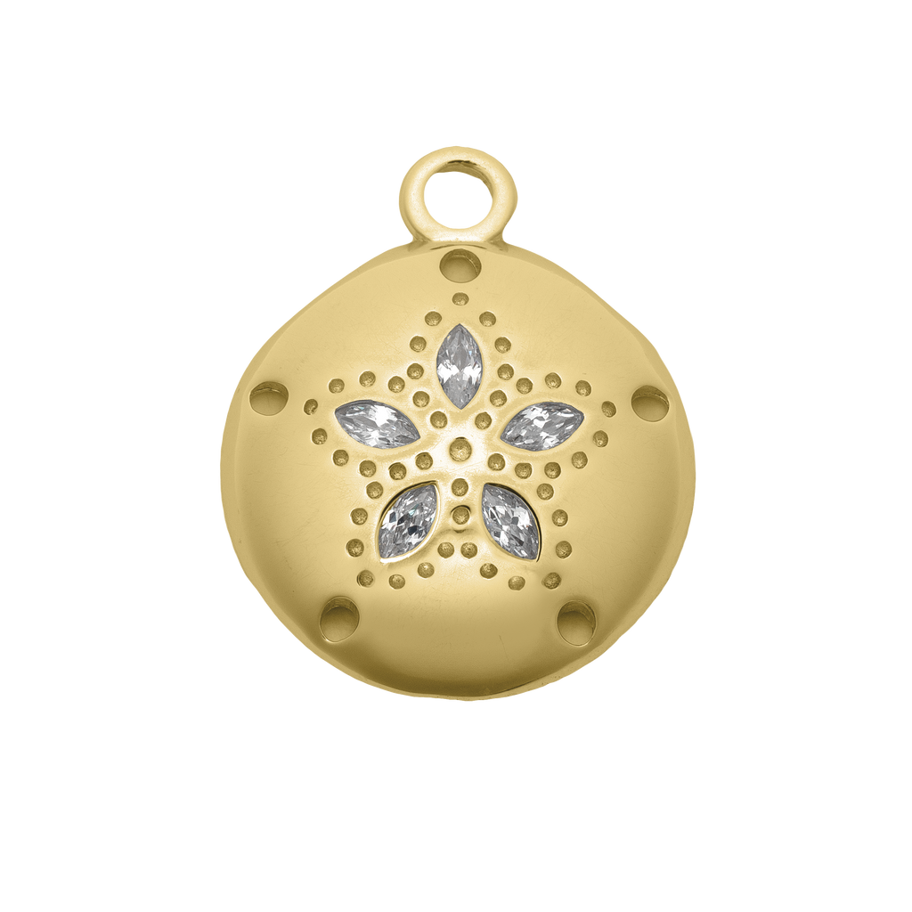 Gold Charm Collection - Peruvian Turquoise Gemstone Bracelet with Sand Dollar Gold Charm