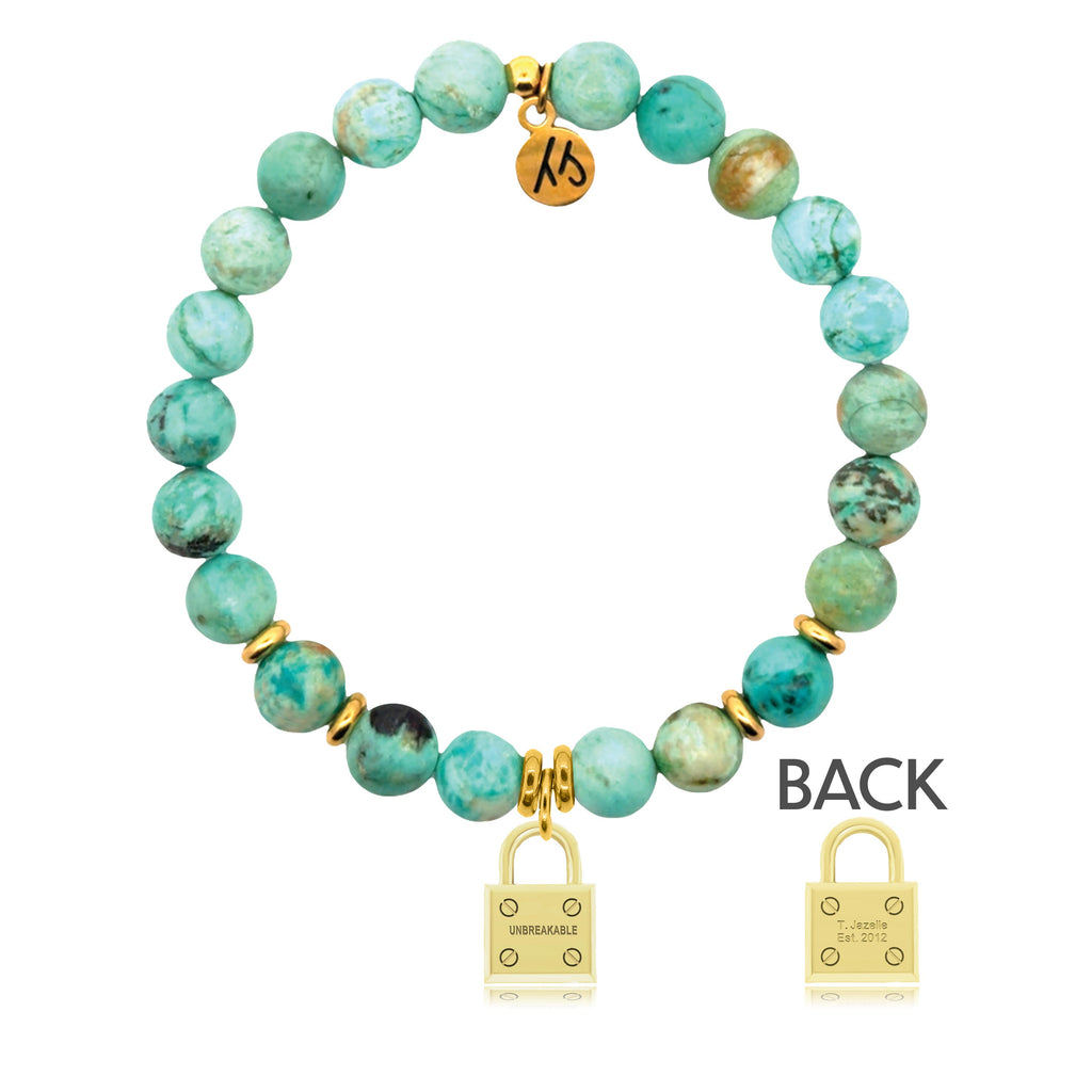 Gold Charm Collection - Peruvian Turquoise Gemstone Bracelet with Unbreakable Gold Charm
