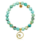Gold Charm Collection - Peruvian Turquoise Gemstone Bracelet with Wave Gold Charm