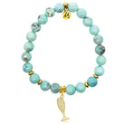 Gold Charm Collection - Robins Egg Agate Gemstone Bracelet with Cheers Gold Charm