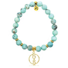 Gold Charm Collection - Robins Egg Agate Gemstone Bracelet with Connection Gold Charm