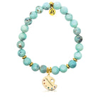 Gold Charm Collection - Robins Egg Agate Gemstone Bracelet with Create Gold Charm