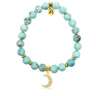 Gold Charm Collection - Robins Egg Agate Gemstone Bracelet with Friendship Stars Gold Charm