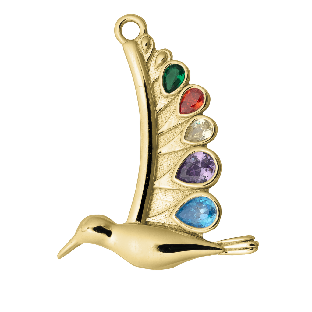 Gold Charm Collection - Robins Egg Agate Gemstone Bracelet with Hummingbird Gold Charm