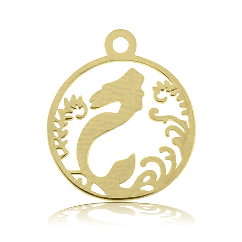 Gold Charm Collection - Robins Egg Agate Gemstone Bracelet with Mermaid Gold Charm