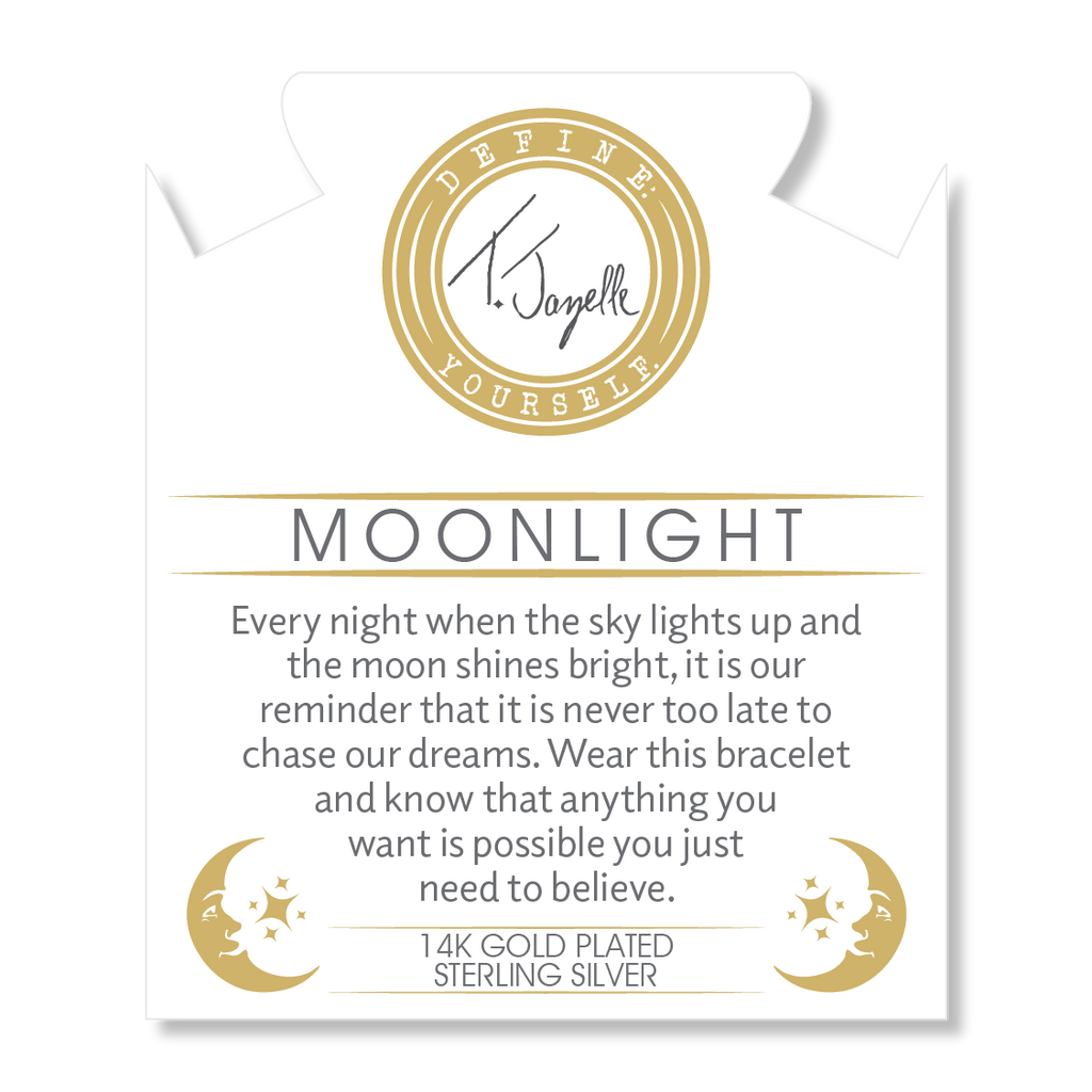 Gold Charm Collection - Robins Egg Agate Gemstone Bracelet with Moonlight Gold Charm