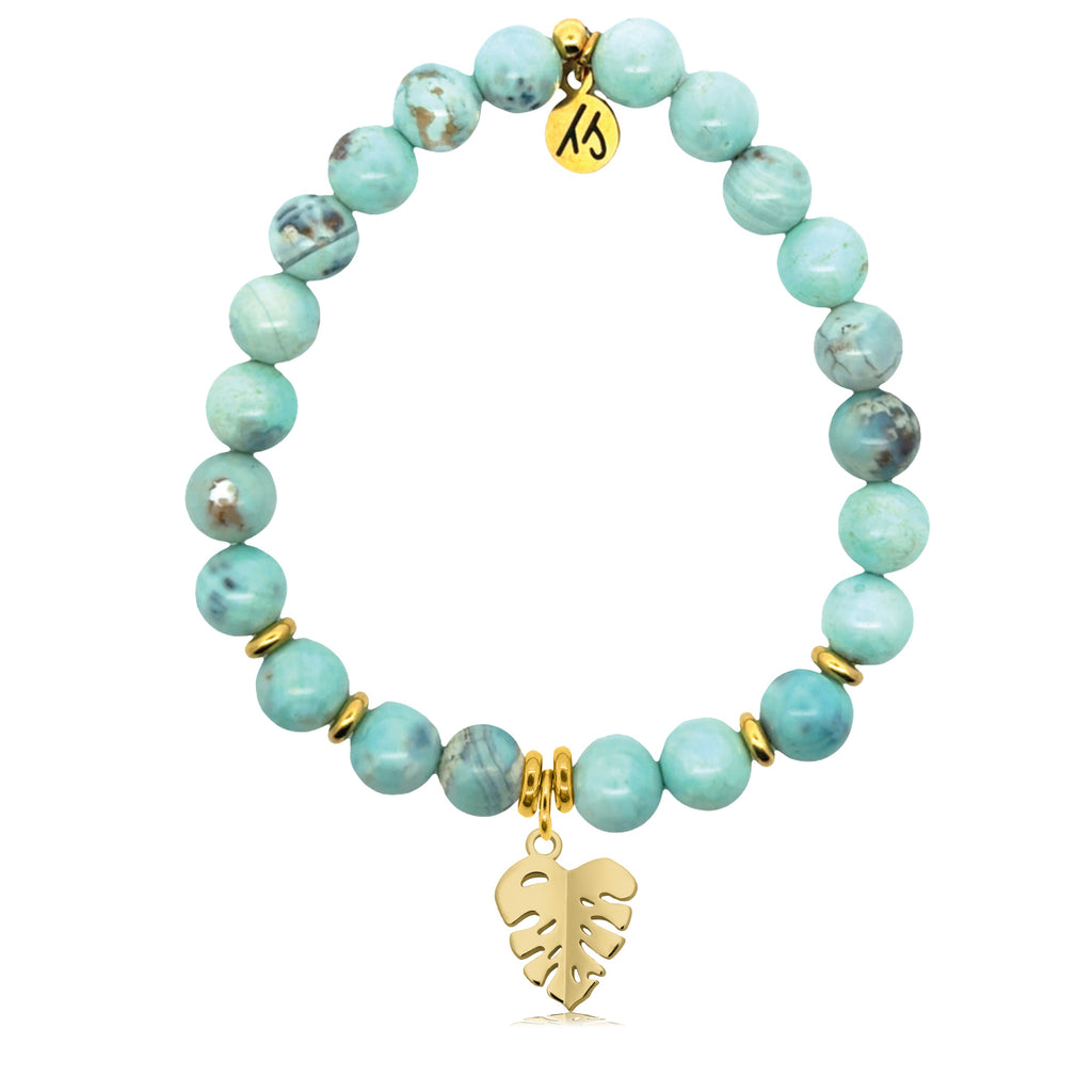 Gold Charm Collection - Robins Egg Agate Gemstone Bracelet with Paradise Gold Charm