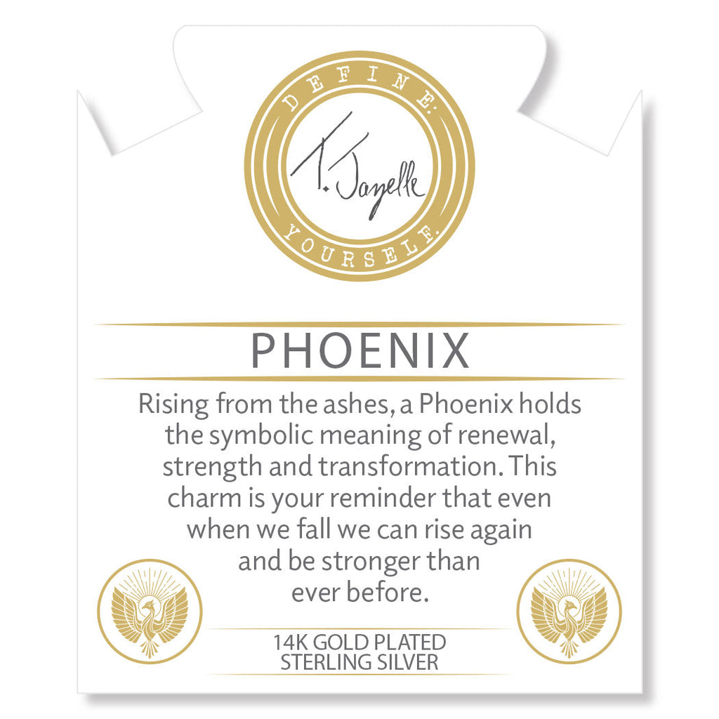 Gold Charm Collection - Robins Egg Agate Gemstone Bracelet with Phoenix Gold Charm