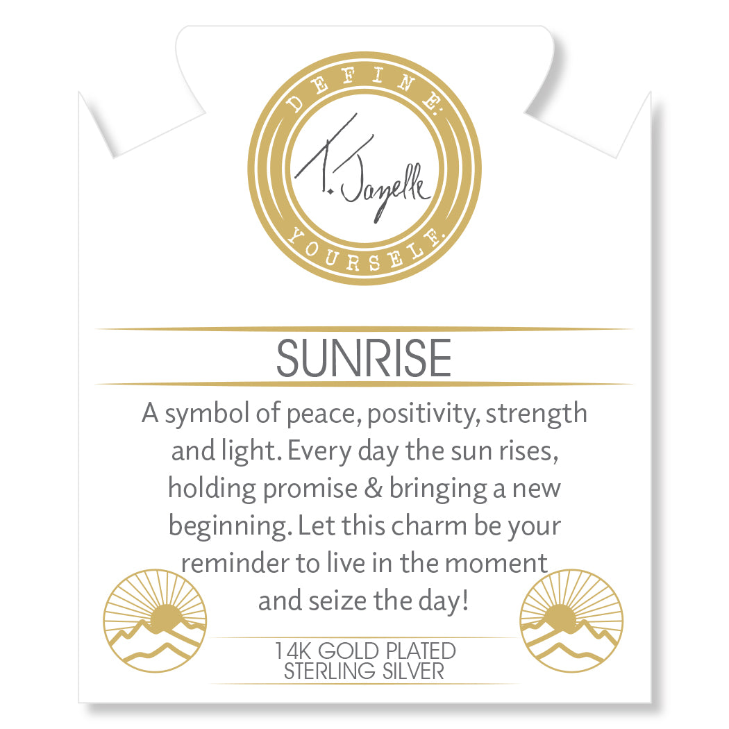 Gold Charm Collection - Robins Egg Agate Gemstone Bracelet with Sunrise Enamel Gold Charm