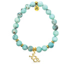 Gold Charm Collection - Robins Egg Agate Gemstone Bracelet with XO Gold Charm