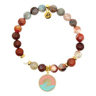 Gold Charm Collection - Sakura Agate Gemstone Bracelet with Paradise Enamel Gold Charm