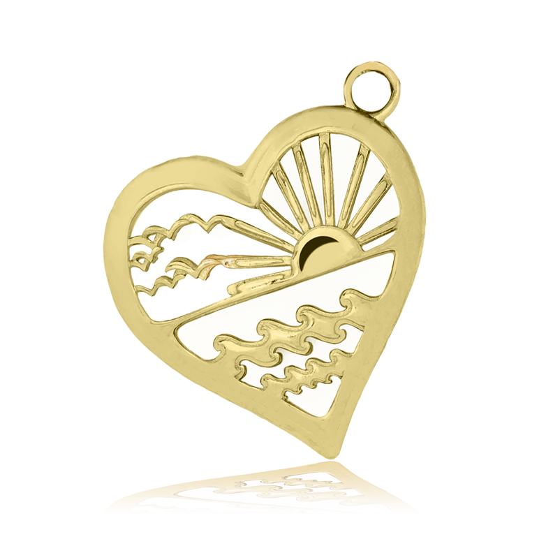 Gold Charm Collection - Sakura Agate Gemstone Bracelet with Seas The Day Gold Charm