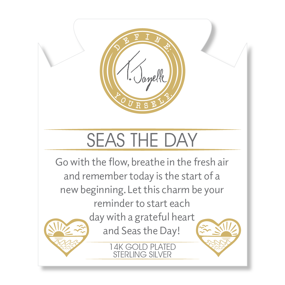 Gold Charm Collection - Sakura Agate Gemstone Bracelet with Seas The Day Gold Charm
