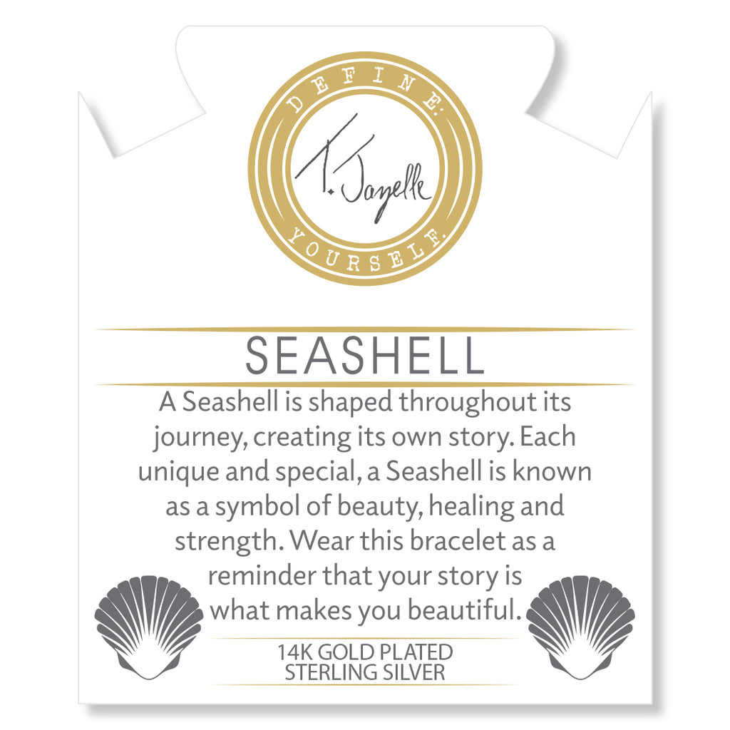 Gold Charm Collection - Sakura Agate Gemstone Bracelet with Seashell Gold Charm