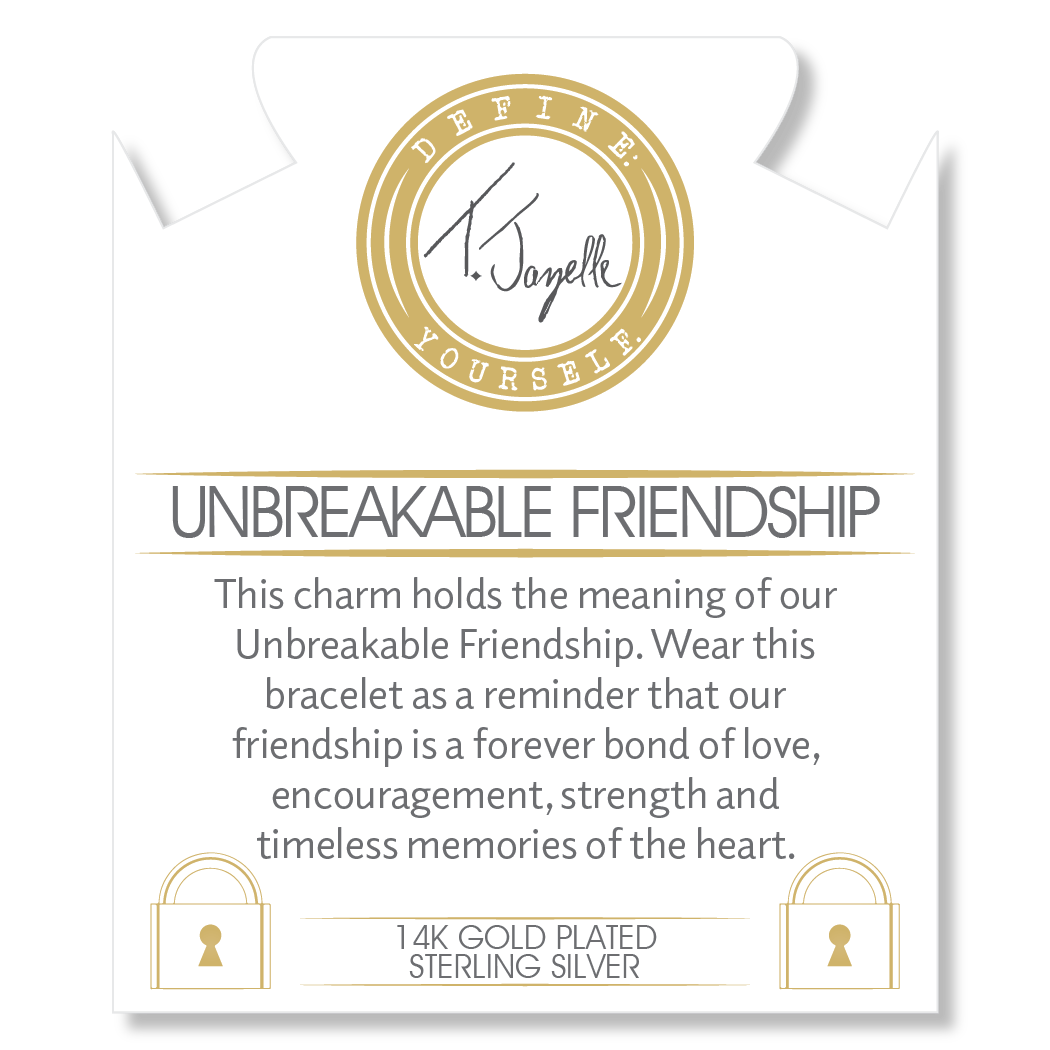 Gold Charm Collection - Sakura Agate Gemstone Bracelet with Unbreakable Friendship Gold Charm