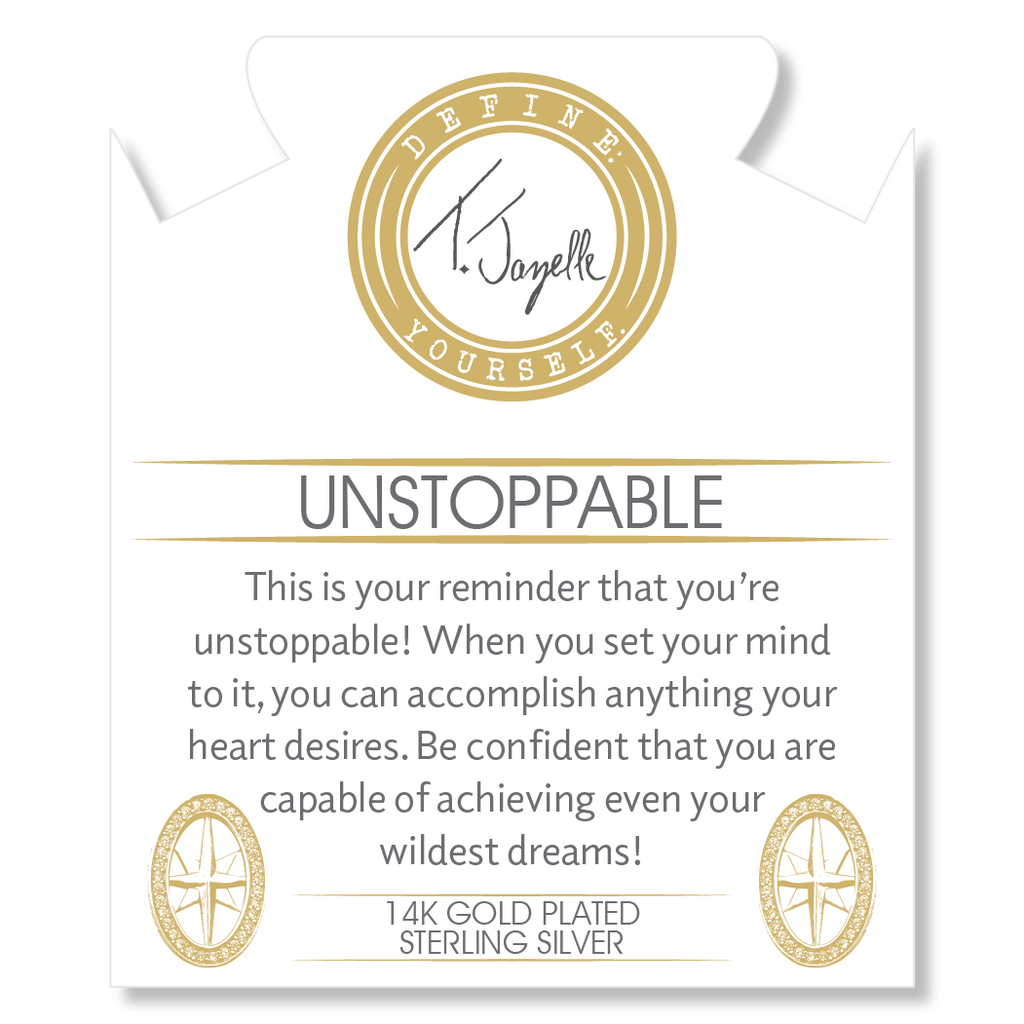 Gold Charm Collection - Sakura Agate Gemstone Bracelet with Unstoppable Gold Charm