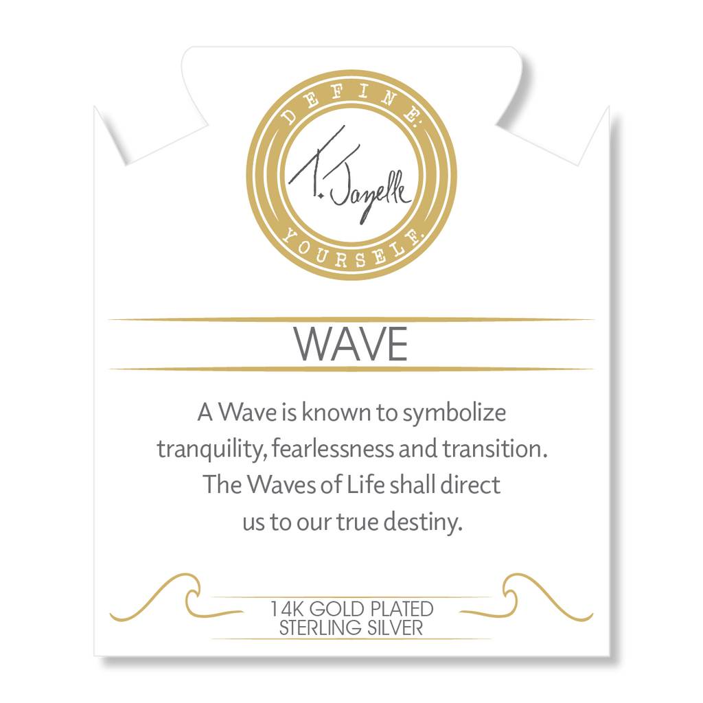 Gold Charm Collection - Sakura Agate Gemstone Bracelet with Wave Gold Charm