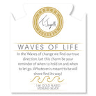 Gold Charm Collection - Sakura Agate Gemstone Bracelet with Waves of Life Gold Charm