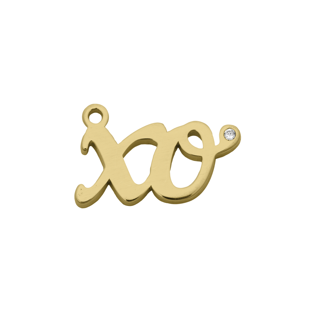 Gold Charm Collection - Sakura Agate Gemstone Bracelet with XO Gold Charm