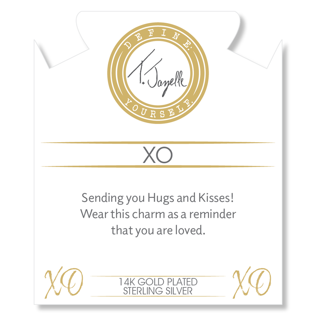 Gold Charm Collection - Sakura Agate Gemstone Bracelet with XO Gold Charm