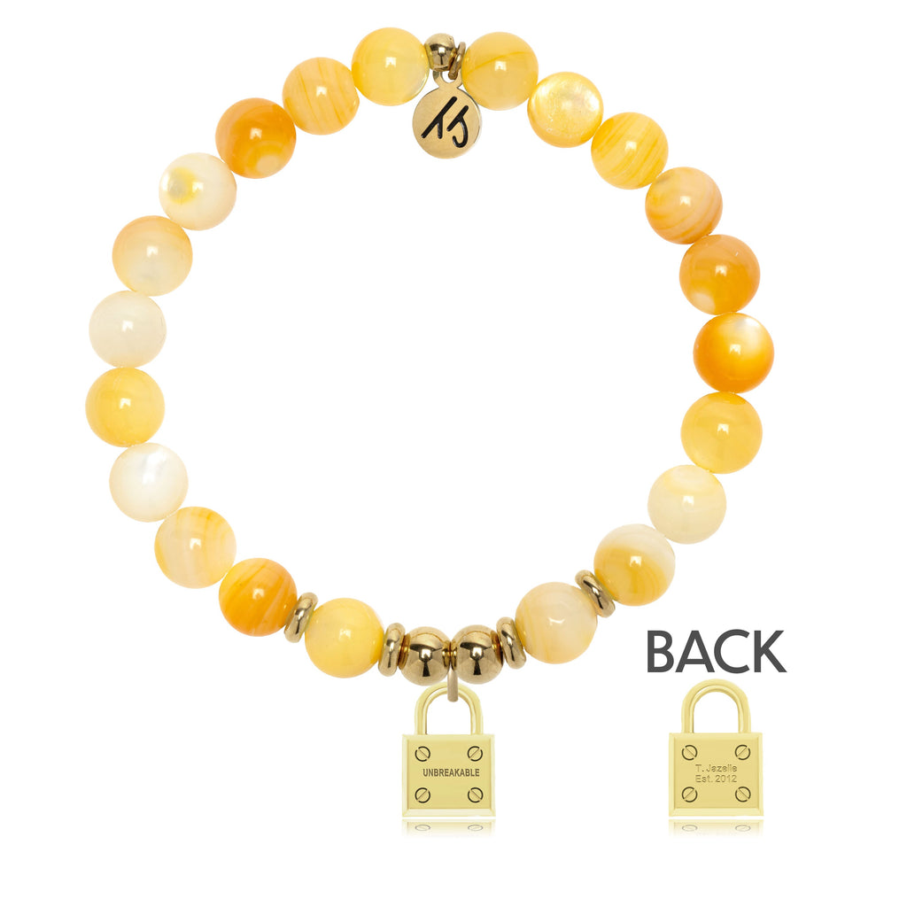 Gold Charm Collection - Yellow Shell Gemstone Bracelet with Unbreakable Gold Charm