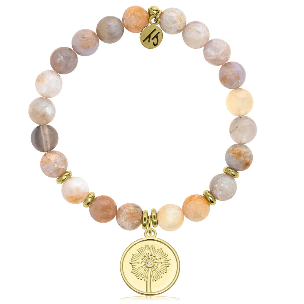 Gold Collection - Australian Agate Gemstone Bracelet with Wish Gold Charm