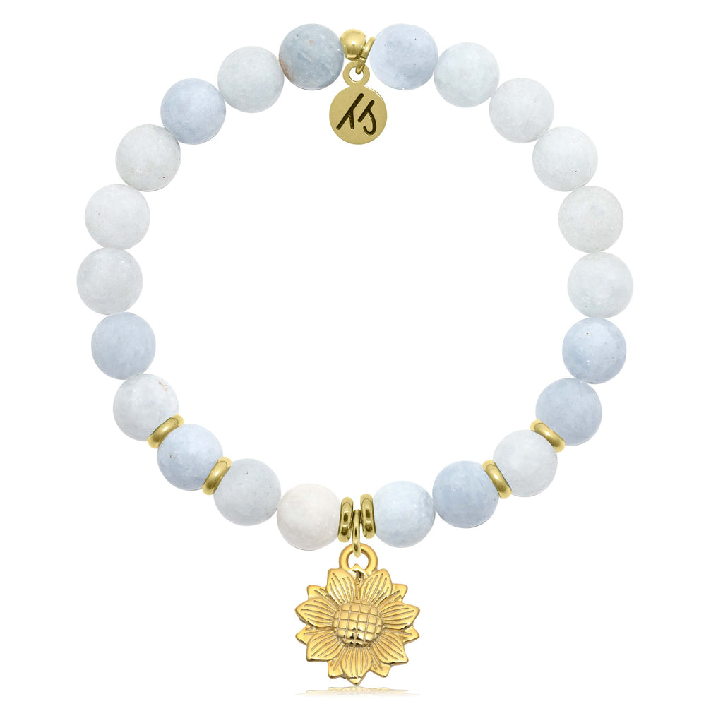 Gold Collection - Celestine Stone Bracelet with Sunflower Gold Charm
