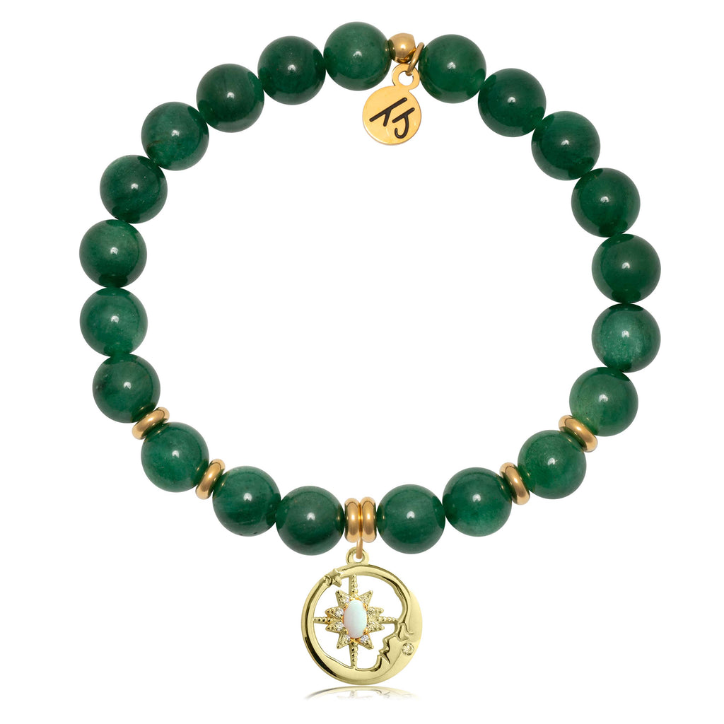 Gold Collection - Green Kyanite Gemstone Bracelet with Moonlight Charm