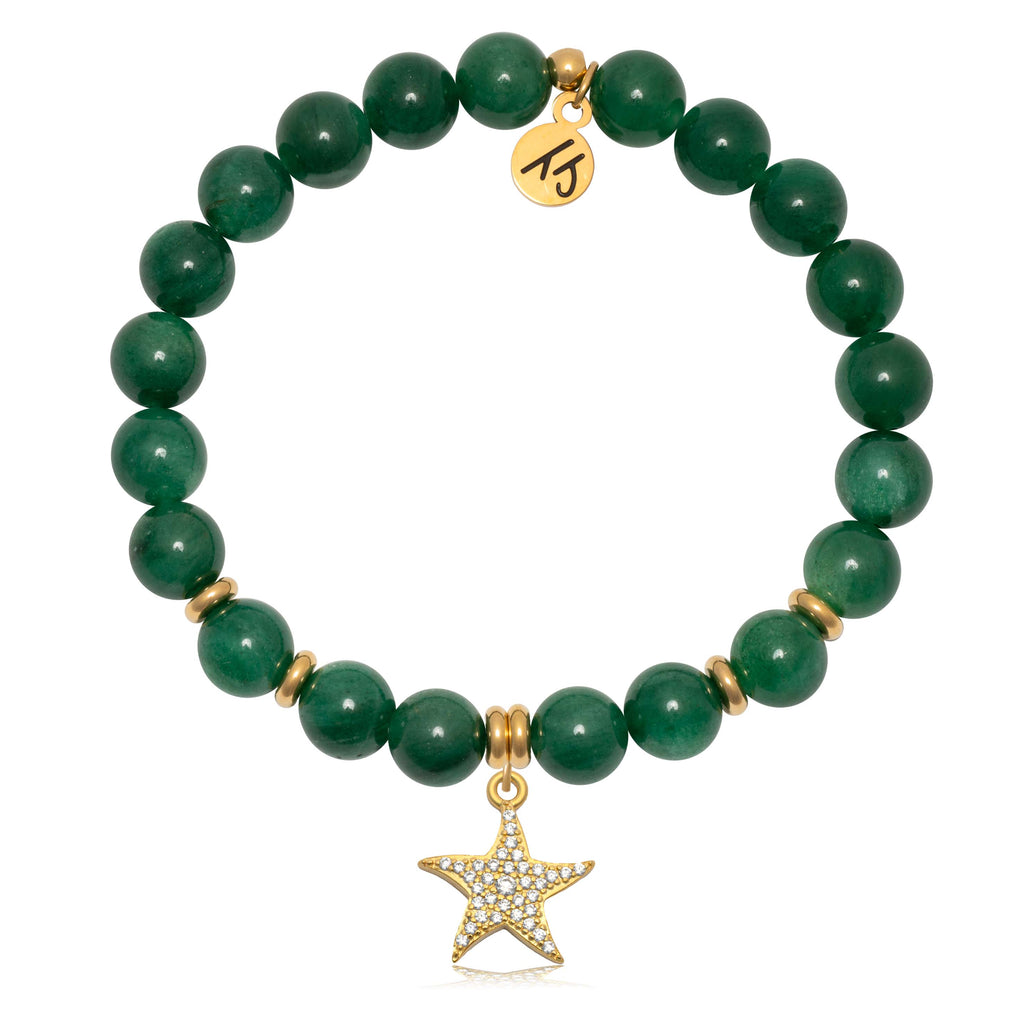 Gold Collection - Green Kyanite Gemstone Bracelet with Starfish Gold Charm