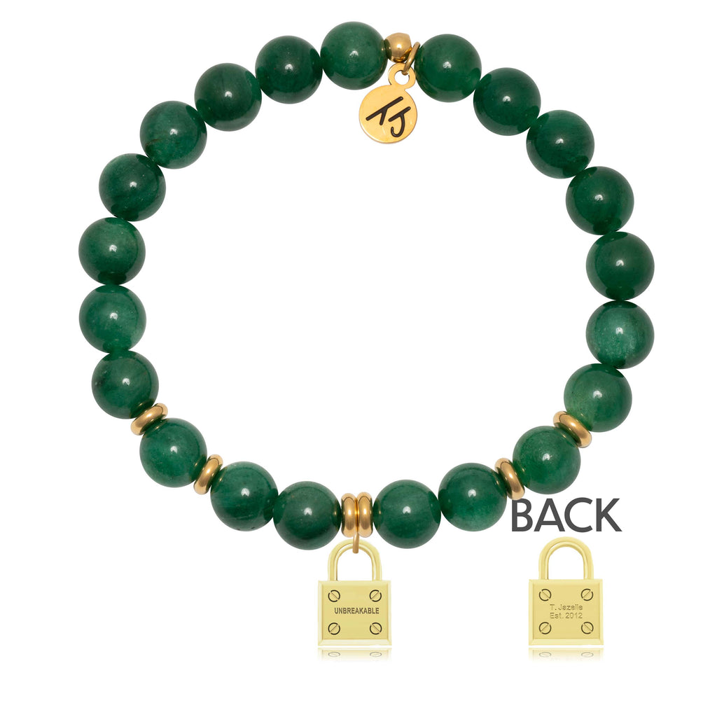 Gold Collection - Green Kyanite Gemstone Bracelet with Unbreakable Charm