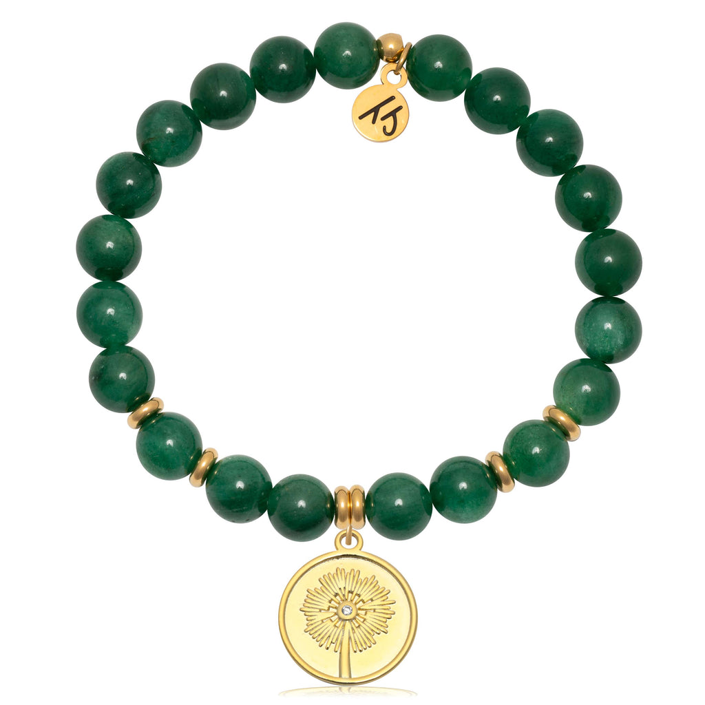 Gold Collection - Green Kyanite Gemstone Bracelet with Wish Gold Charm
