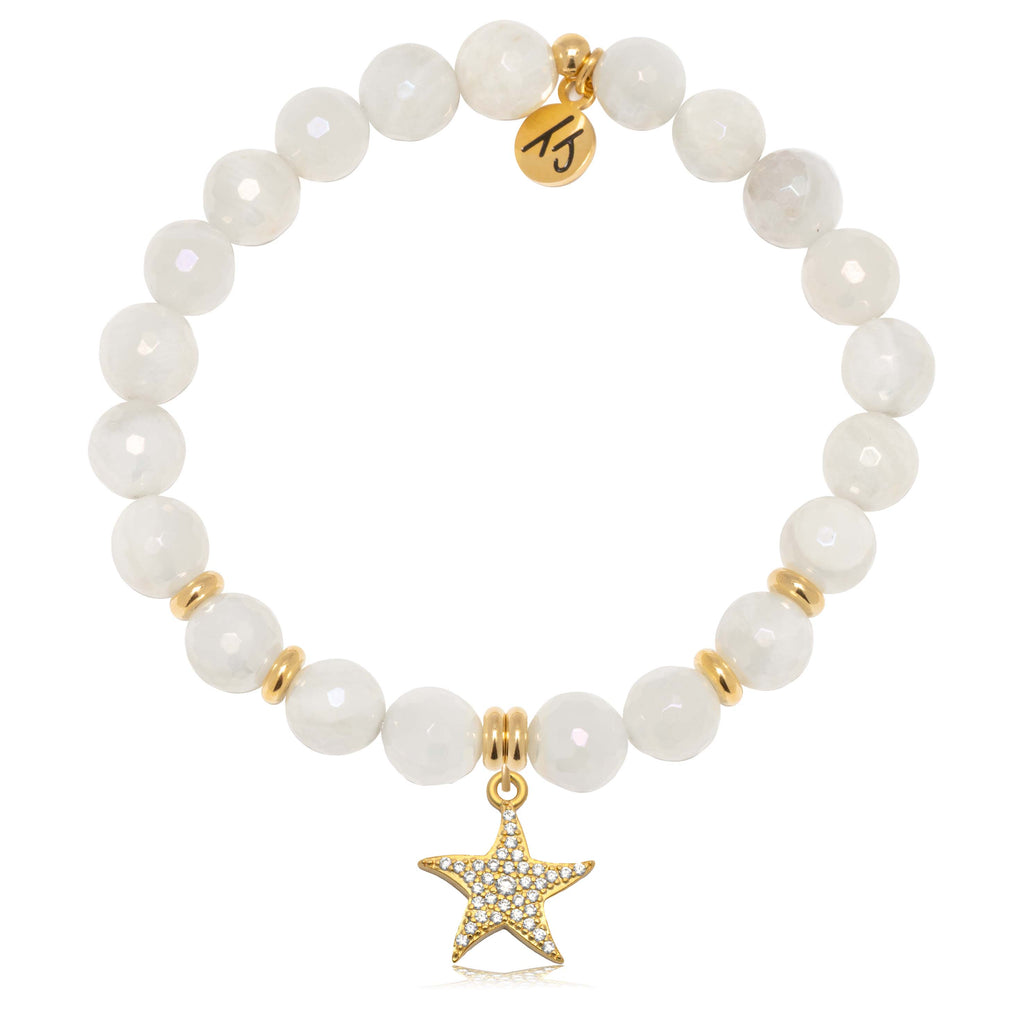 Gold Collection - Moonstone Gemstone Bracelet with Starfish Gold Charm