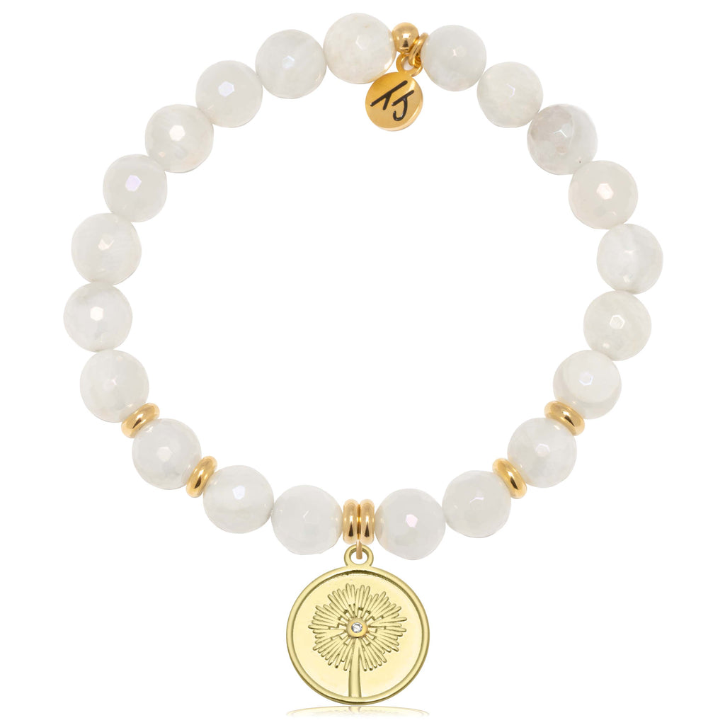 Gold Collection - Moonstone Gemstone Bracelet with Wish Gold Charm