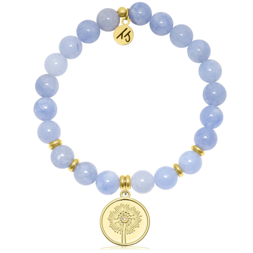 Gold Collection - Sky Blue Jade Gemstone Bracelet with Wish Gold Charm