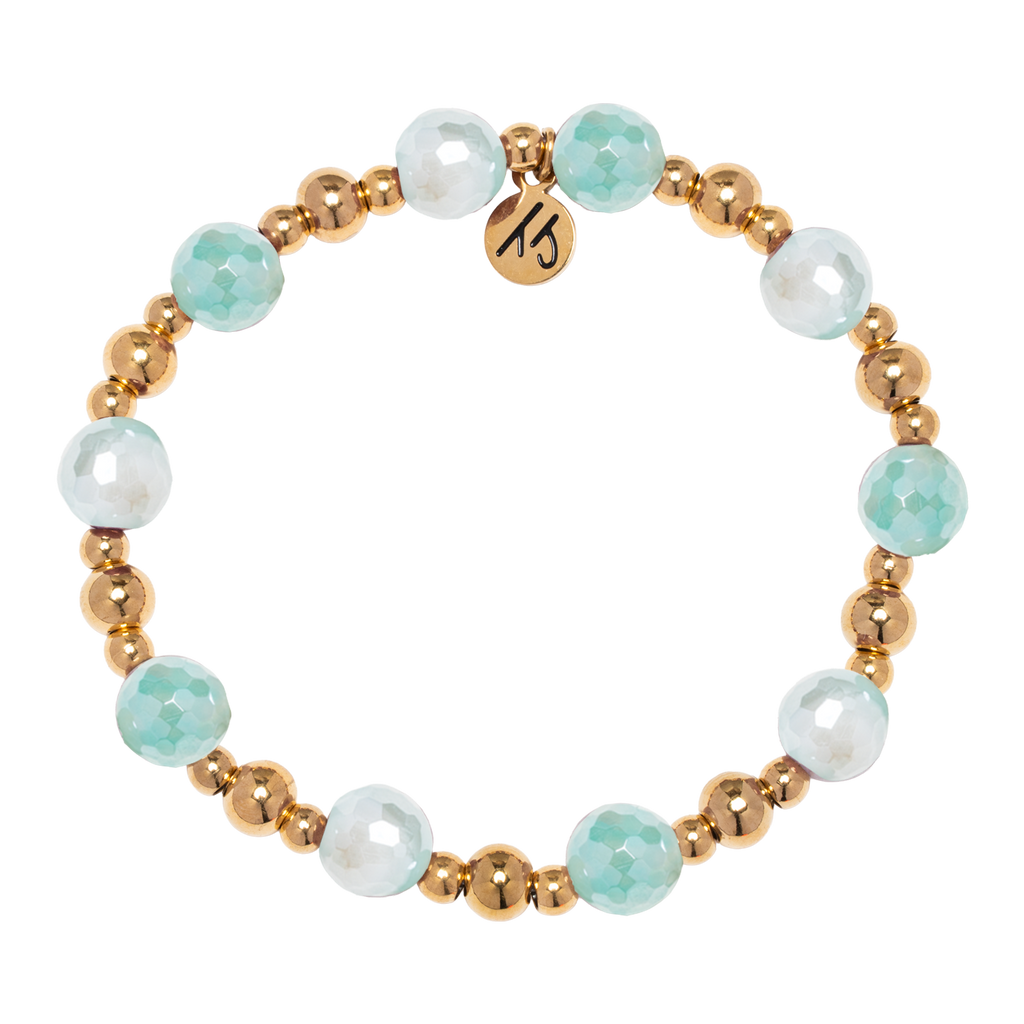 Gold Day by Day Collection- Aqua Agate Gemstone Bracelet